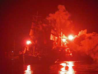 Einzug der griechischen Flotte, Samos, Griechenland